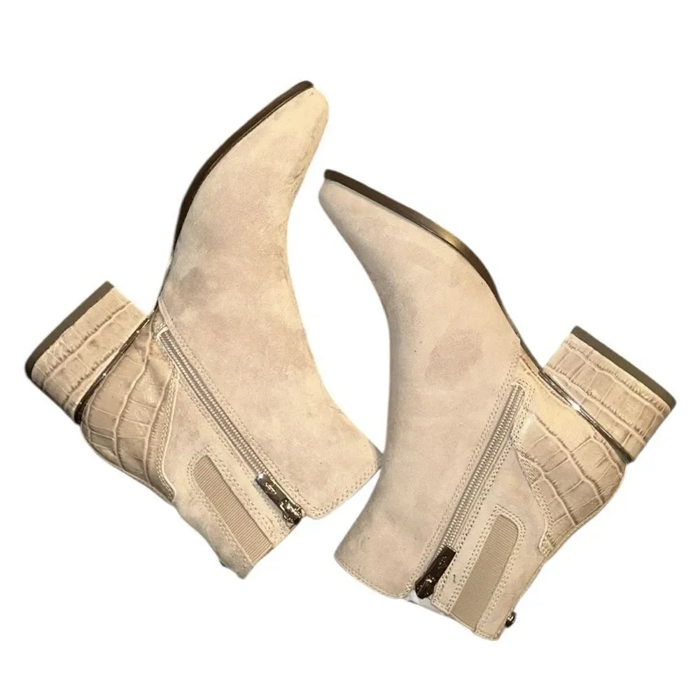 Donald Pliner Light Taupe Suede/Leather Ankle Booties(Size 5M)